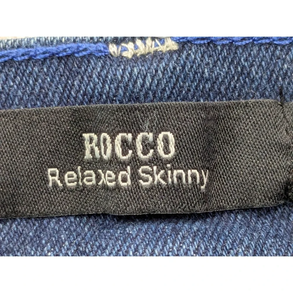 True Religion Rocco Relaxed Skinny Jeans Dark Scorched Wash Flap Pocket Mens 34 - Picture 5 of 15